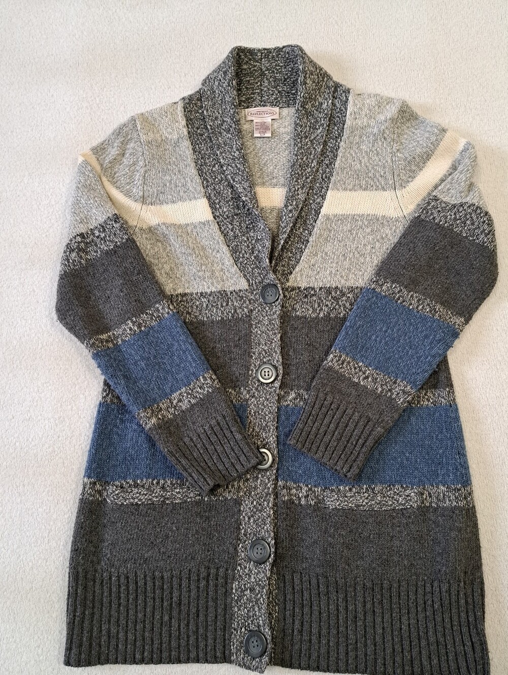 Northern Reflections Striped Shawl Collar Cardigan Cozy Marled Small Cottagecore